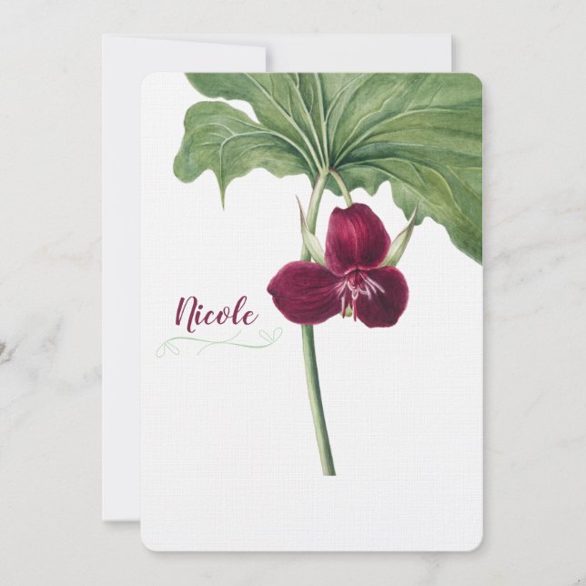Sweet Trillium Botanical Print Invitation (Front)