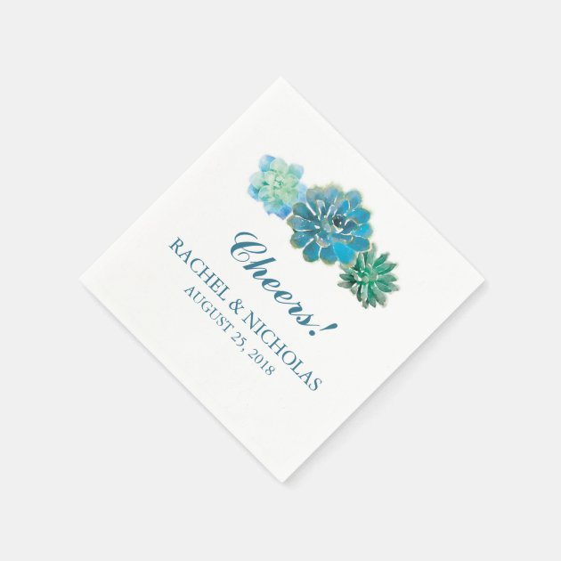 Sweet Trio Succulents Watercolor | Wedding Paper Napkin