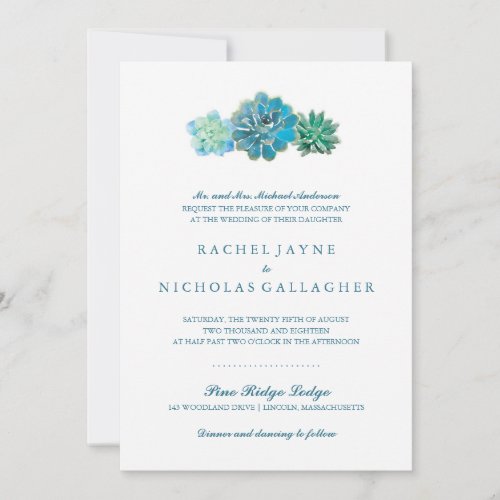 Sweet Trio Succulents  Wedding Invitation