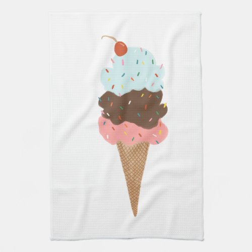 Sweet triple ice cream cone pattern kitchen towel