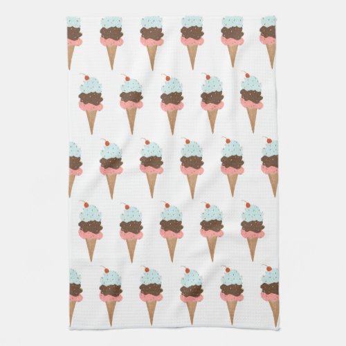Sweet triple ice cream cone pattern kitchen towel