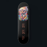 *~* Sweet Troll AP89 Neon Black Initials Flower Skateboard<br><div class="desc">(Search code AP89 for Troll items and AP88 for medieval theme items ) Easily Transfer to other Zazzle Products. BLACK background Skateboard. The NEON colors just pop the TROLL images and LETTERS. Customize / Personalize your INITIALS / MONOGRAM. Whimsical Cute funny Long Hair Troll . Bright RAINBOW neon colors. This...</div>
