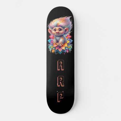  Sweet Troll AP89 Neon Black Initials Flower Skateboard