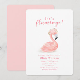 Sweet Tropical Floral Crown Flamingo Baby Shower Invitation