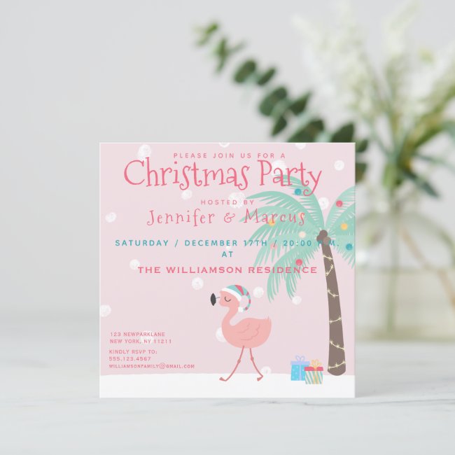 Sweet Tropical Santa Flamingo Christmas Party
