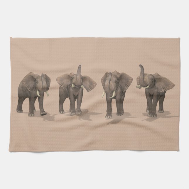 Sweet Trumpeting Elephants Quartet Towel (Horizontal)