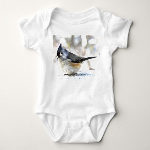 Sweet Tufted Titmouse Bird Baby Bodysuit