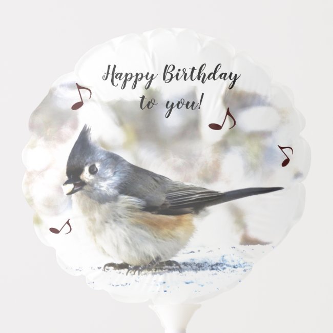 Sweet Tufted Titmouse Bird Birthday Balloon