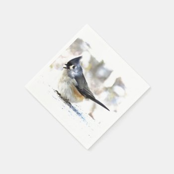 Sweet Tufted Titmouse Bird Paper Napkins by Bebops at Zazzle