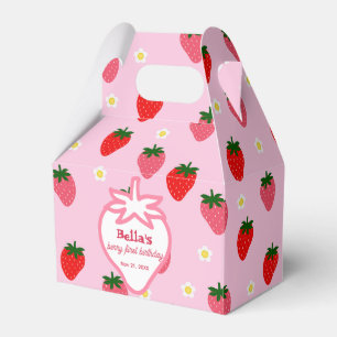 Sweet Turning One Strawberry Berry First Birthday Favor Boxes