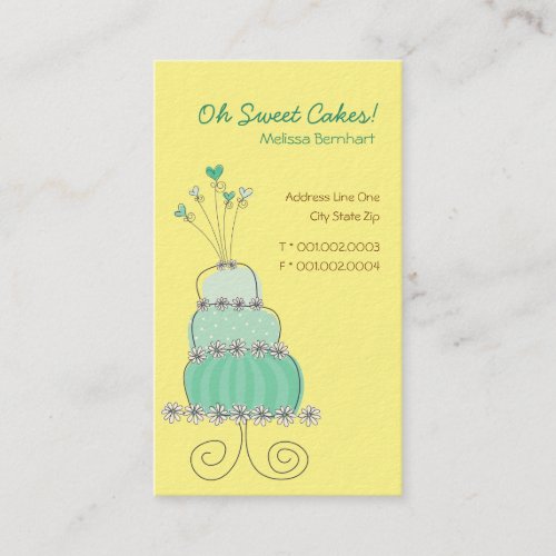 Sweet Turquoise Wedding Cake Custom Profile Card / Business Card Templates
