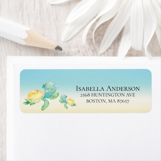 Sweet Turtle Baby Shower Address Label (Insitu)
