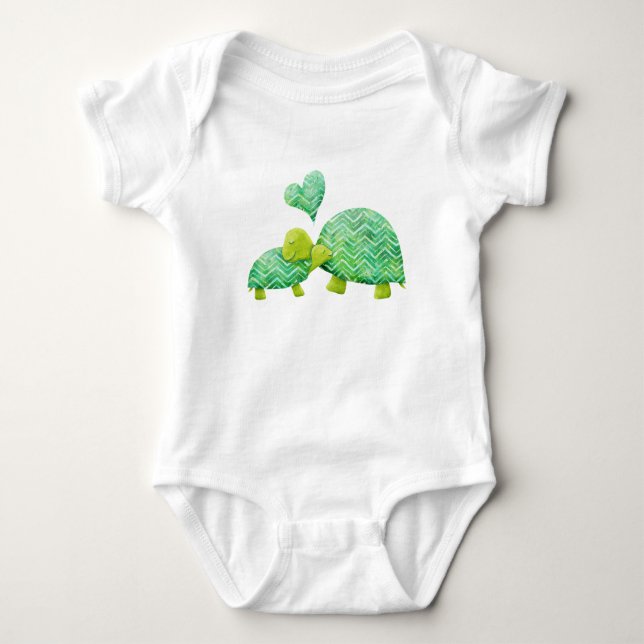 Sweet Turtle Hugs Mom and Baby Baby Bodysuit (Front)