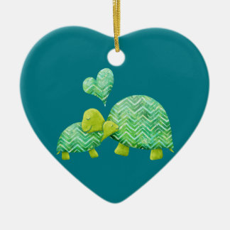 Sweet Turtle Hugs Mom and Baby Ceramic Ornament