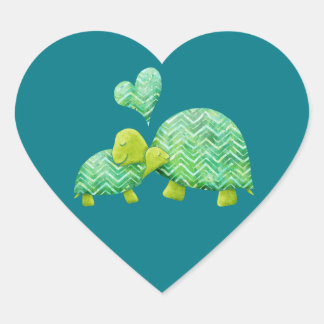 Sweet Turtle Hugs Mom and Baby Heart Sticker