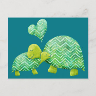 Sweet Turtle Hugs Mom and Baby Postcard