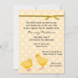 Sweet Twin Chicks Shower Invitation