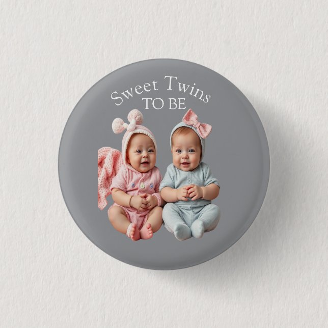 Sweet Twins in Coordinated Pastels Button (Front)