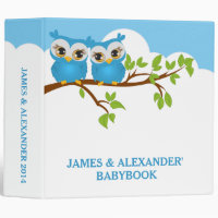 Sweet Twins Owls Boy Baby Photo Album Binder