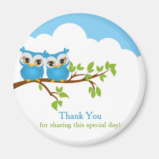 Sweet Twins Owls Boy Baby Thank You Magnet