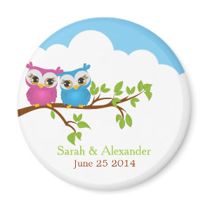 Sweet Twins Owls Boy Girl Baby Magnet