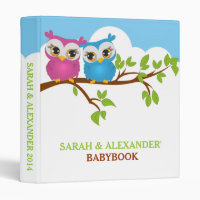 Sweet Twins Owls Boy Girl Baby Photo Album Binder