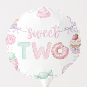 Sweet Two Pastel Dessert 2nd Birthday Party Balloon