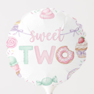 Sweet Two Pastel Dessert 2nd Birthday Party Balloon