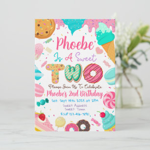 Sweet Two Second Birthday Party Invitation