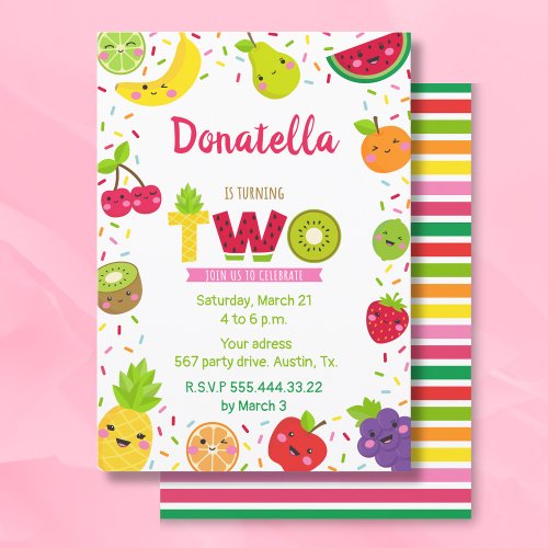 Sweet two year invitation fruit party invitation