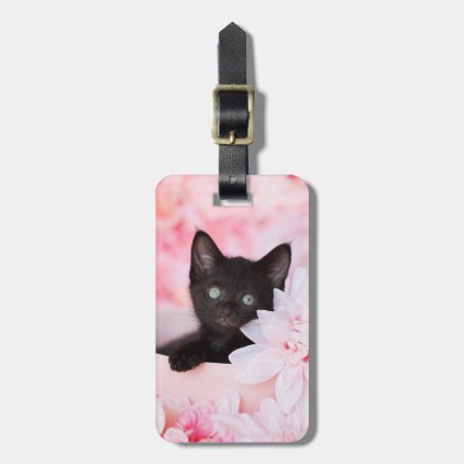 Sweet Tye Kitten Pink Floral Luggage Tag