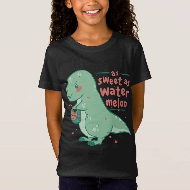 Sweet Tyrannosaurus Rex Watermelon Cartoon Cute Di T-Shirt (Front)