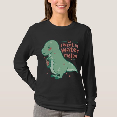 Sweet Tyrannosaurus Rex Watermelon Cartoon Cute Di T_Shirt
