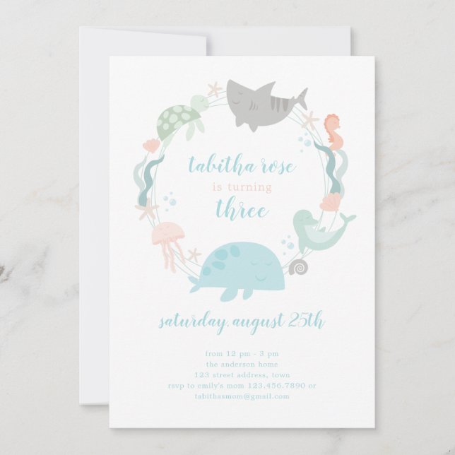 Sweet Under The Sea Birthday Invitation (Front)