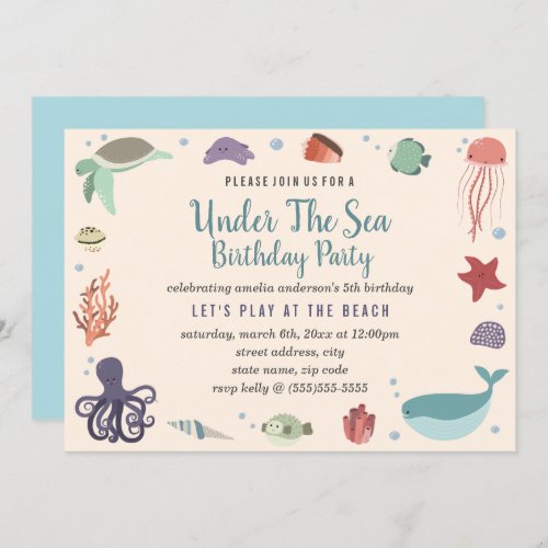 Sweet Under The Sea Kids Birthday Invitation