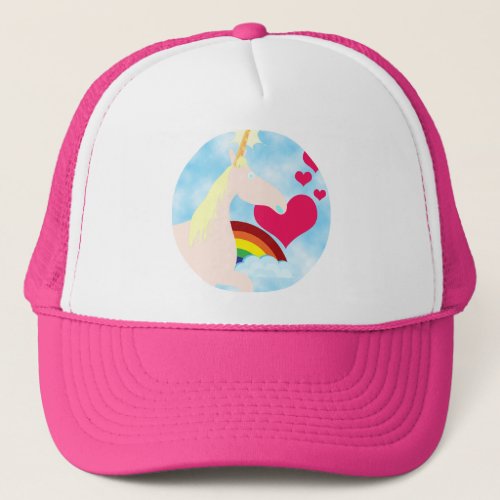 Sweet Unicorn and Rainbow Badge Trucker Hat