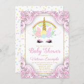 Sweet Unicorn Baby Girl Shower Invitations (Front/Back)