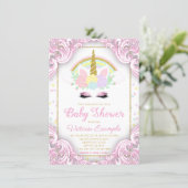 Sweet Unicorn Baby Girl Shower Invitations (Standing Front)