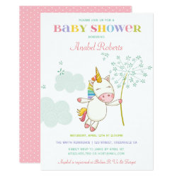 Sweet Unicorn Baby Shower Invitation Dandelion