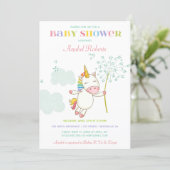 Sweet Unicorn Baby Shower Invitation Dandelion (Standing Front)