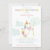 Sweet Unicorn Baby Shower Invitation Dandelion (Front)