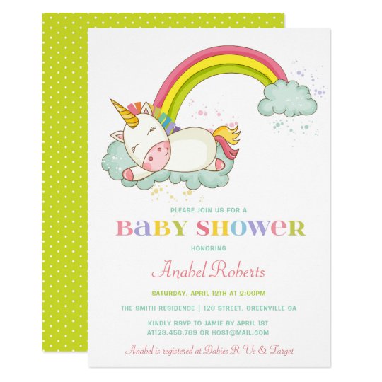 Sweet Unicorn Baby Shower Invitation Rainbow | Zazzle.com