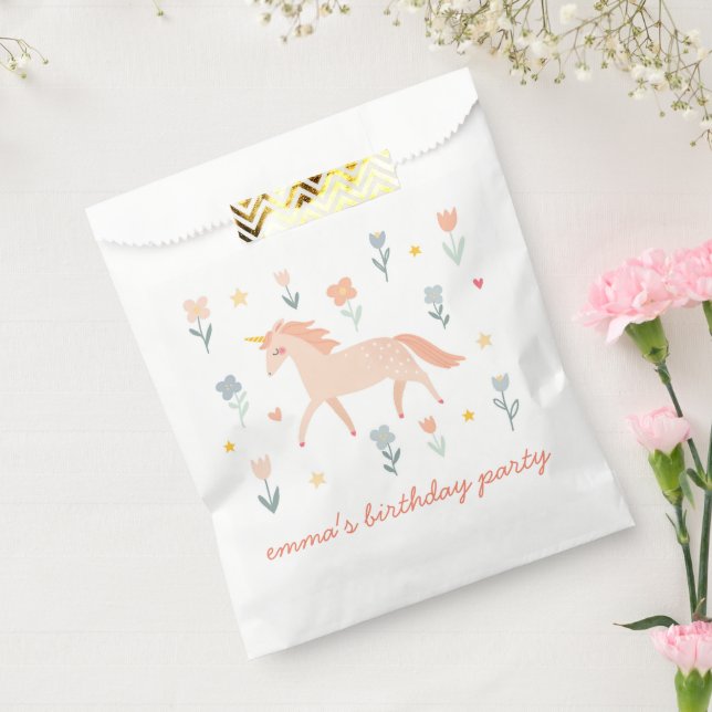 Sweet Unicorn Floral Birthday Favor Bag (Sealed)