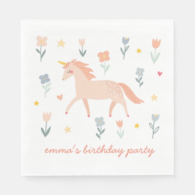 Sweet Unicorn Floral  Napkins (Front)