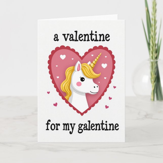 Sweet Unicorn Galentine Heart Card (Front)