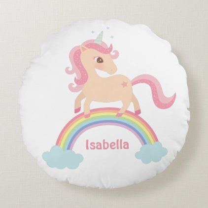 Sweet Unicorn on Rainbow Girls Room Decor Pillow