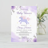 Sweet Unicorn Pastel Purple Floral baby shower Invitation (Standing Front)