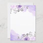 Sweet Unicorn Pastel Purple Floral baby shower Invitation (Back)