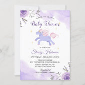 Sweet Unicorn Pastel Purple Floral baby shower Invitation (Front)