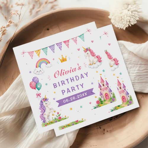 Sweet Unicorn & Rainbow Party Napkins